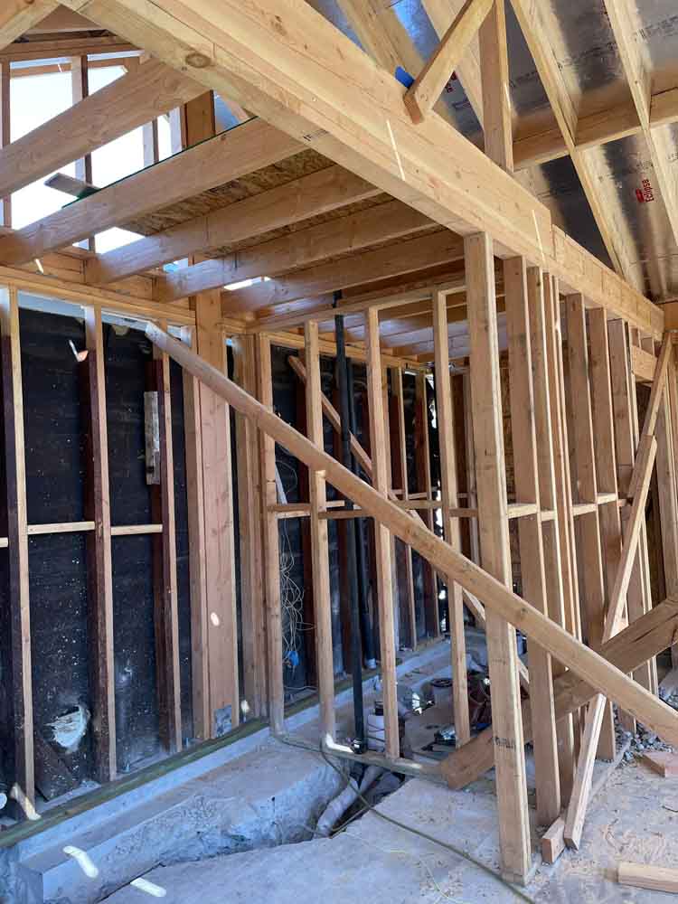 Work peocess framing RELA Remodeling ADU Garage Conversion Contractor Project in Winnetka