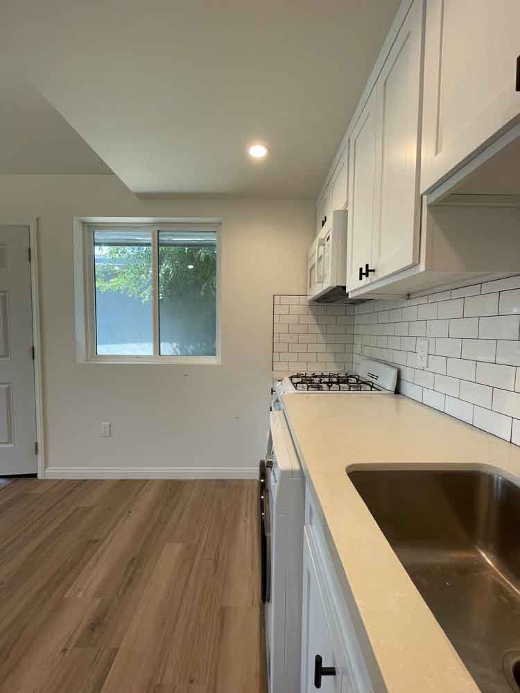 inside adu kitchen ADU Garage Conversion Contractor Project in Winnetka